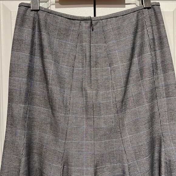 Nine West Black/Grey/White Plaid Trumpet A-Line Skirt Size 4 - Picture 7 of 11